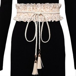 Ruffle Sequined Wrap Around Self-Tie Belt